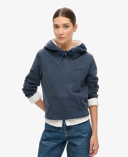 Women's Essential Logo Half Brushed Hoodie Navy / Richest Navy - Size: 12 - Superdry - Modalova