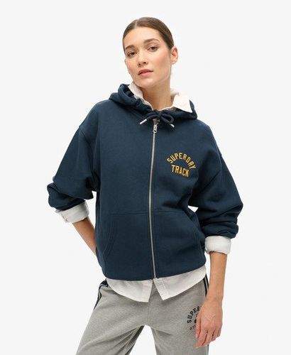 Women's College Logo Boyfriend Zip Hoodie Blue / Blueberry Navy - Size: 10 - Superdry - Modalova