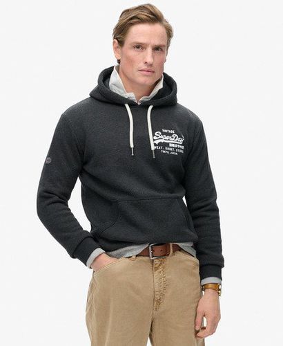 Men's Classic Vintage Logo Graphic Hoodie Black / Phantom Black Marl - Size: L - Superdry - Modalova