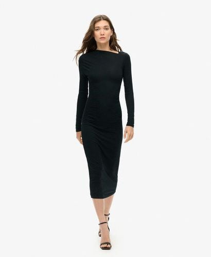 Women's Long Sleeve Ruched Midi Dress Black - Size: 14 - Superdry - Modalova