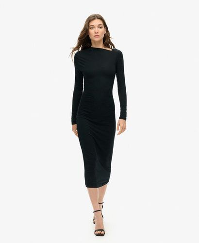 Women's Long Sleeve Ruched Midi Dress Black - Size: 8 - Superdry - Modalova