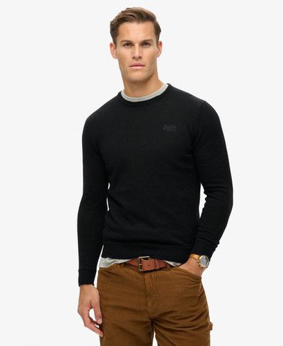 Men's Essential Slim Fit Crew Jumper Black - Size: XL - Superdry - Modalova