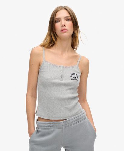 Women's Athletic Essentials Graphic Button Cami Grey / Grey Marl - Size: 10-12 - Superdry - Modalova