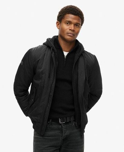 Mens Military Hooded MA1 Bomber Jacket, Dark Grey, Size: S - Superdry - Modalova