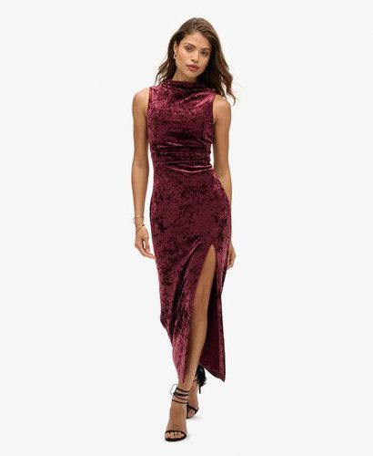 Women's Velvet Maxi Dress Purple / Port Red - Size: 8 - Superdry - Modalova