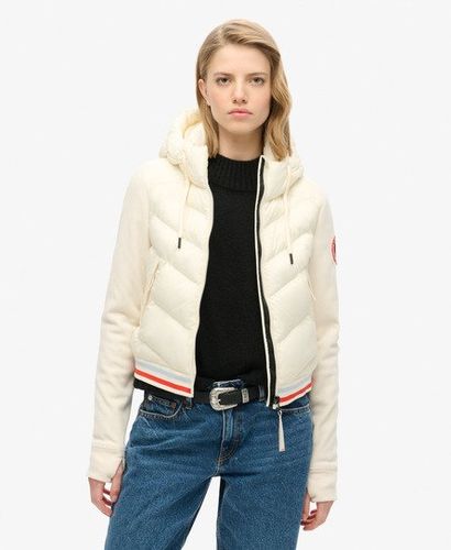 Ladies Classic Hooded Storm Fuji Hybrid Bomber Jacket, Off White, Size: 14 - Superdry - Modalova