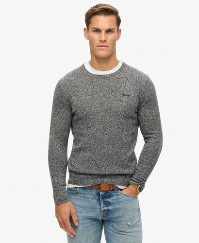 Men's Essential Slim Fit Crew Jumper Dark Grey / Dark Charcoal Jaspe - Size: S - Superdry - Modalova