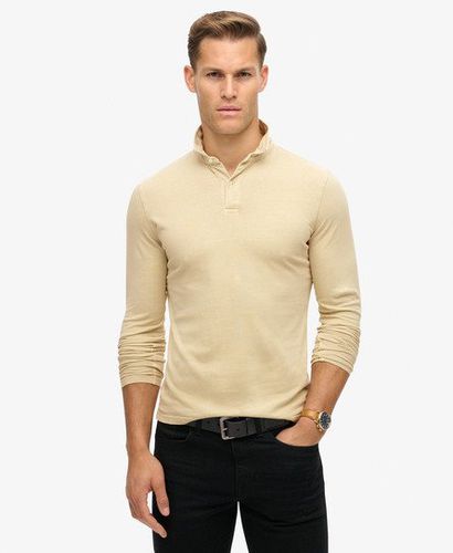 Men's Studios Long Sleeve Jersey Polo Shirt Beige / Peyote Beige - Size: M - Superdry - Modalova