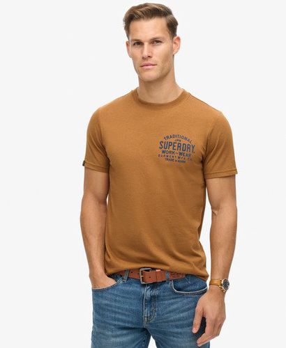 Men's Machined Goods Workwear T-Shirt Brown / Dark Tobacco Marl - Size: S - Superdry - Modalova