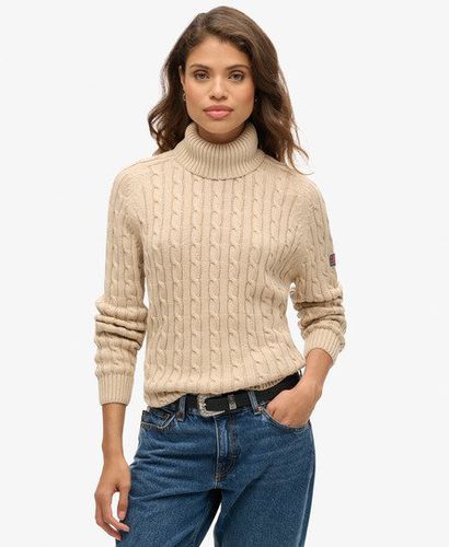 Women's Slouchy Cable Roll Neck Jumper Beige / Winter Taupe Twist - Size: 8 - Superdry - Modalova