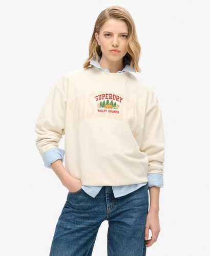 Women's Travel Souvenir Loose Crew Sweatshirt Cream - Size: 12 - Superdry - Modalova