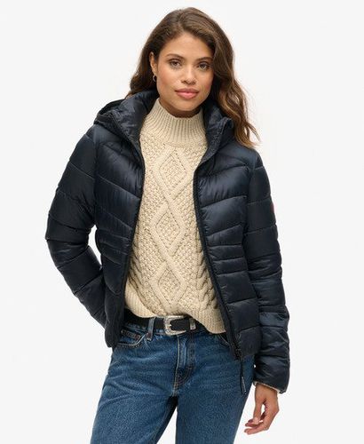 Women's Hooded Fuji Quilted Padded Jacket Navy / Eclipse Navy - Size: 8 - Superdry - Modalova