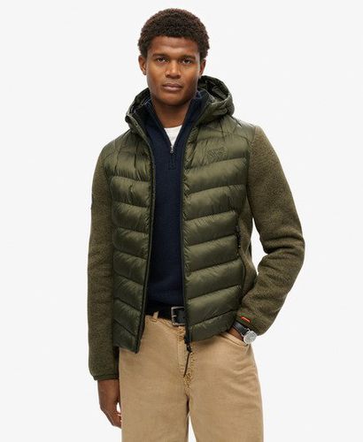 Men's Hooded Knit Storm Hybrid Jacket Khaki / Khaki Green Marl - Size: Xxl - Superdry - Modalova