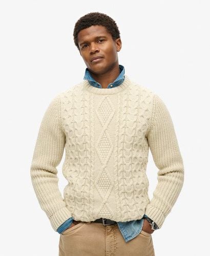 Men's Jacob Cable Knit Jumper Cream / Ecru - Size: XL - Superdry - Modalova