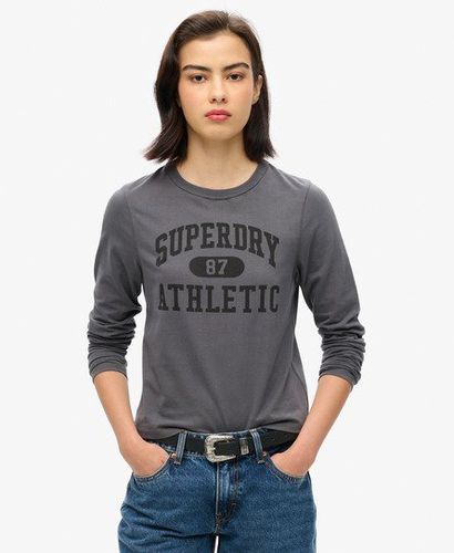 Women's Athletic Essentials Ringer Slim Long Sleeved Top Dark Grey / Dark Slate Grey - Size: 8 - Superdry - Modalova