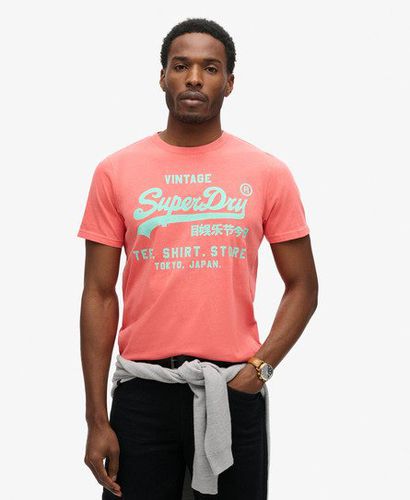 Men's Neonfarbenes T-Shirt mit Vintage-Logo - Größe: S - Superdry - Modalova