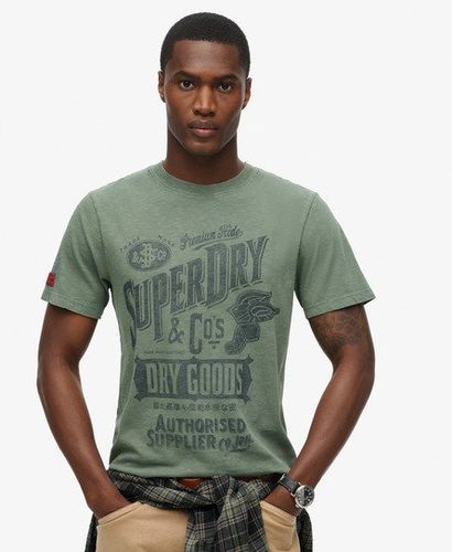 Men's Workwear Script Graphic T-Shirt Khaki / Laurel Khaki Slub - Size: M - Superdry - Modalova