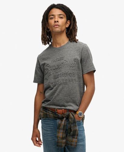 Men's Embossed Graphic T-shirt Grey / Surplus Jetter Charcoal Grit - Size: M - Superdry - Modalova