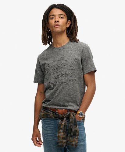 Men's Embossed Graphic T-Shirt Grey / Surplus Jetter Charcoal Grit - Size: S - Superdry - Modalova