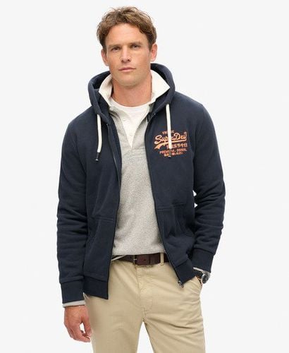 Men's Neon Vintage Logo Zip Hoodie Navy / Eclipse Navy - Size: XL - Superdry - Modalova