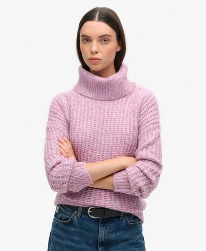 Women's Brushed Rib Slouch Neck Jumper Purple / Dusty Rose Twist - Size: 6-8 - Superdry - Modalova