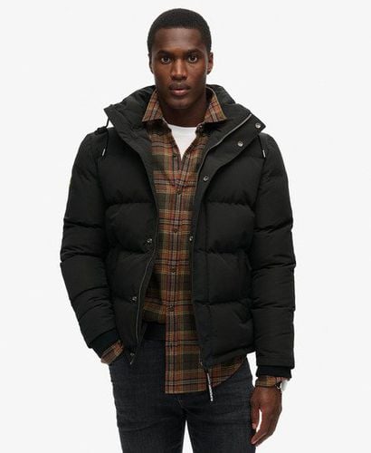 Men's Everest Short Hooded Puffer Jacket Dark Grey / Jet Black - Size: L - Superdry - Modalova