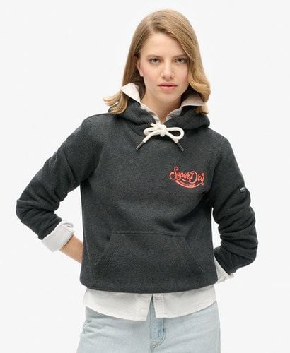 Women's Neon Embroidered Graphic Hoodie Dark Grey / Charcoal Marl - Size: 10 - Superdry - Modalova