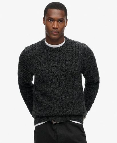 Men's Jacob Cable Knit Jumper Black / Charcoal Black Twist - Size: XL - Superdry - Modalova