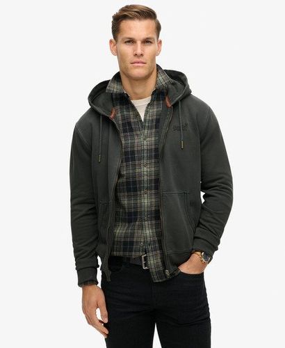 Men's Essential Logo Washed Zip Hoodie Black / Washed Black - Size: S - Superdry - Modalova