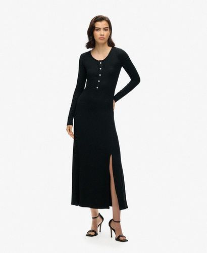 Women's Henley Midi Dress Black - Size: 10 - Superdry - Modalova