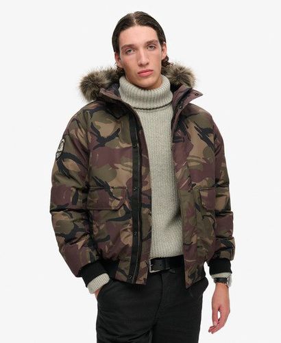 Men's Everest Faux Fur Bomber Jacket Green / Para Camo - Size: L - Superdry - Modalova