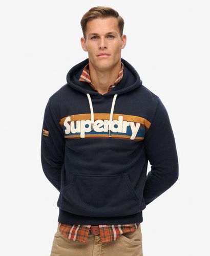 Men's Retro Stripe Logo Hoodie Navy / Eclipse Navy - Size: L - Superdry - Modalova