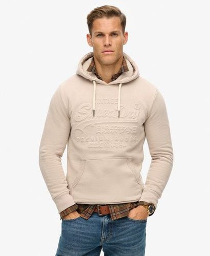 Men's Embossed Graphic Hoodie Beige / Chateau Gray - Size: S - Superdry - Modalova