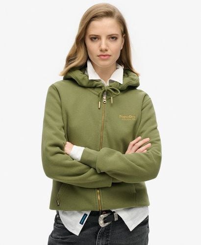 Women's Essential Logo Zip Hoodie Khaki / Olive Khaki - Size: 10 - Superdry - Modalova