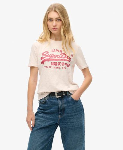 Women's Metallic Logo Relaxed T-Shirt Pink / Mauve Chalk Pink - Size: 12 - Superdry - Modalova