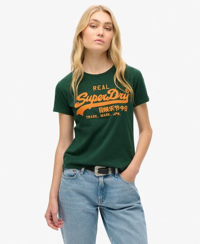 Women's Embroidered Vintage Logo Fitted T-shirt Green / Enamel Green - Size: 10 - Superdry - Modalova