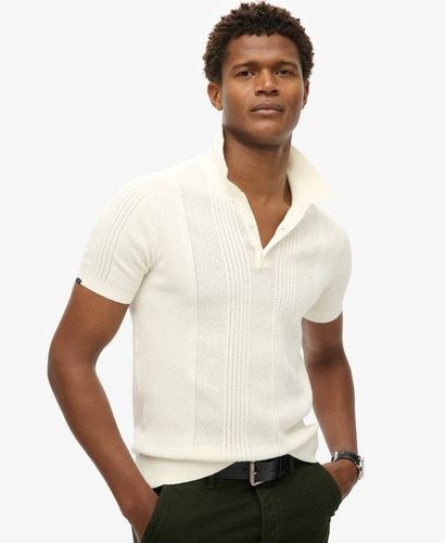 Men's Short Sleeve Knitted Polo Shirt White / Off White - Size: L - Superdry - Modalova