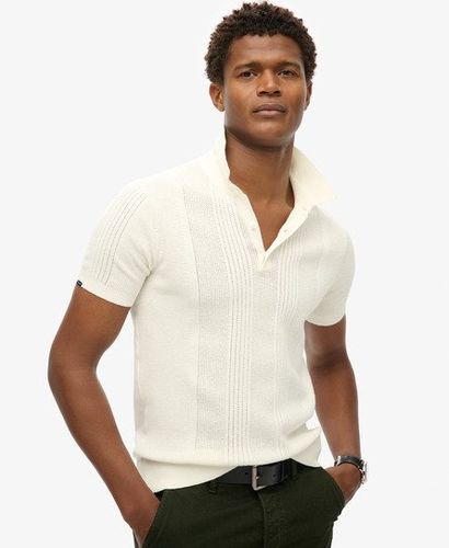 Men's Short Sleeve Knitted Polo Shirt White / Off White - Size: M - Superdry - Modalova