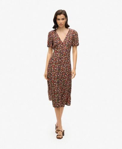 Women's Printed Button-up Short Sleeve Midi Tea Dress Brown / Betsy Ditsy Brown - Size: 6 - Superdry - Modalova