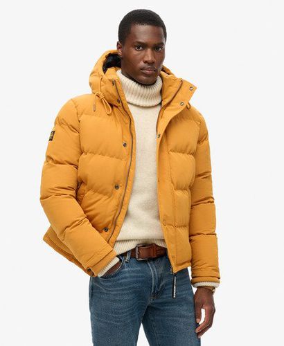 Men's Everest Short Hooded Puffer Jacket Yellow / Mustard/navy Emb - Size: XL - Superdry - Modalova