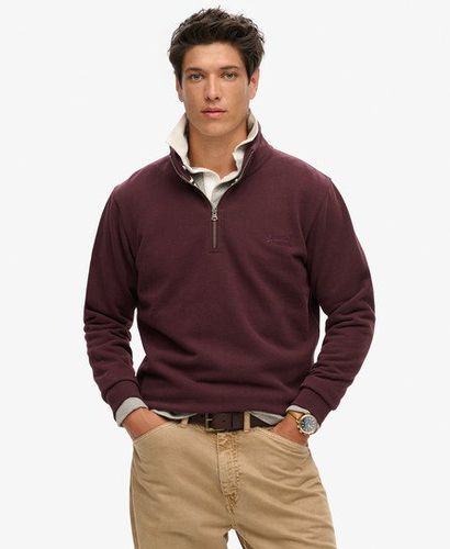 Men's Essential Logo Henley Sweatshirt Burgundy / Rich Deep Burgundy - Size: XL - Superdry - Modalova