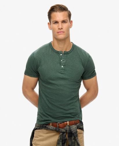 Men's Relaxed Fit Short Sleeve Grandad Top, Green, Size: XXL - Superdry - Modalova