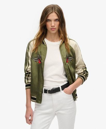 Ladies Fully lined Embroidered Suikajan Bomber Jacket, Green, Size: 10 - Superdry - Modalova