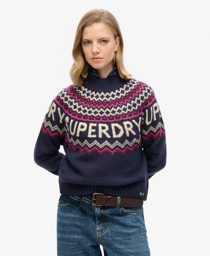 Women's Fairisle Branded Jumper Navy / Island Navy Multi - Size: 16 - Superdry - Modalova