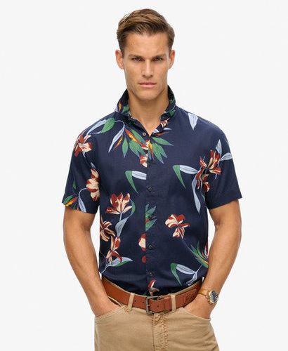 Men's Short Sleeve Hawaiian Shirt Navy / Dark Navy Hawaiian - Size: L - Superdry - Modalova