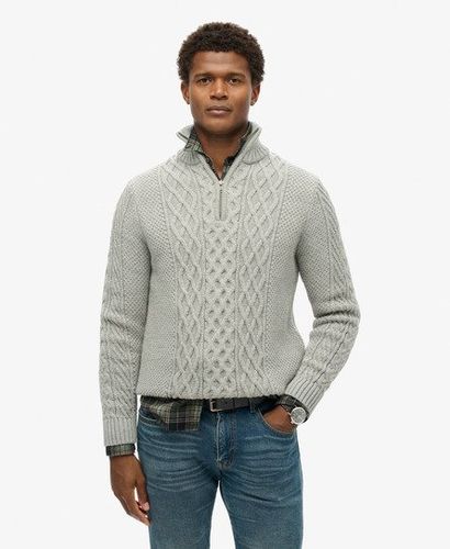 Men's Jacob Cable Knit Half Zip Jumper Light Grey / Mid Grey - Size: Xxl - Superdry - Modalova