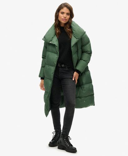 Women's Longline Puffer Coat Khaki / Military Duck - Size: 14 - Superdry - Modalova