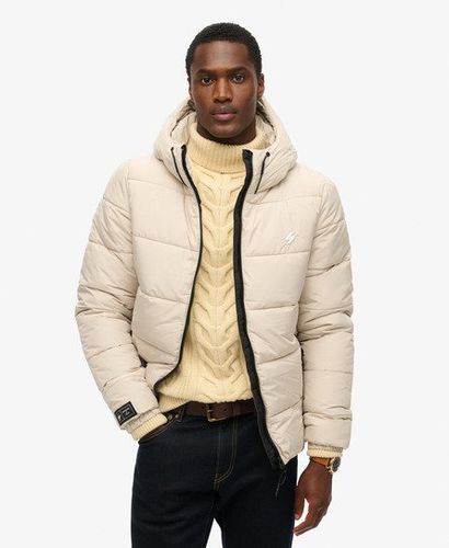 Men's Hooded Sports Puffer Jacket Beige / Pelican Beige - Size: Xxl - Superdry - Modalova