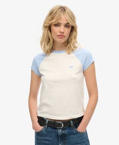 Women's Organic Cotton Essential Logo Raglan T-Shirt Blue / Off White/Rich Blue - Size: 12 - Superdry - Modalova