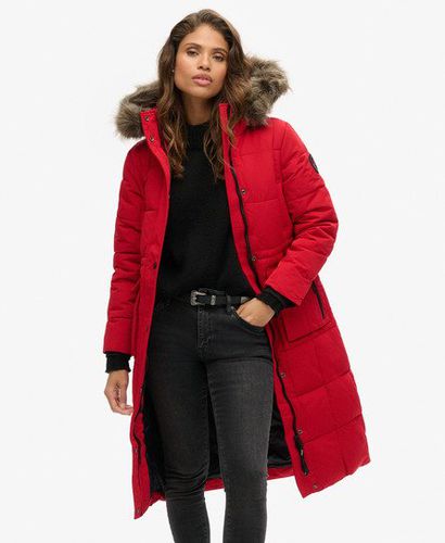 Women's Everest Longline Puffer Coat Red / Deep Red - Size: 10 - Superdry - Modalova